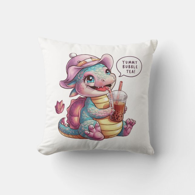 Coussin Adorable dragon de dessin : Cosy, Kawaii Vibes (Recto)
