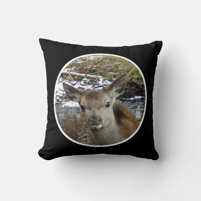 Coussin Adorable Faon Bébé Cerf Rouge Douce Forêt (Recto)