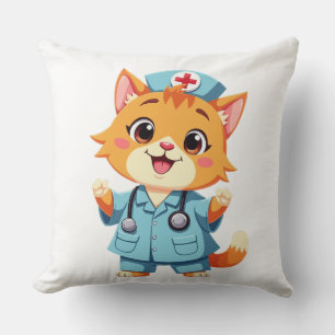 Coussin Adorable infirmière de chat pour Amoureux des anim