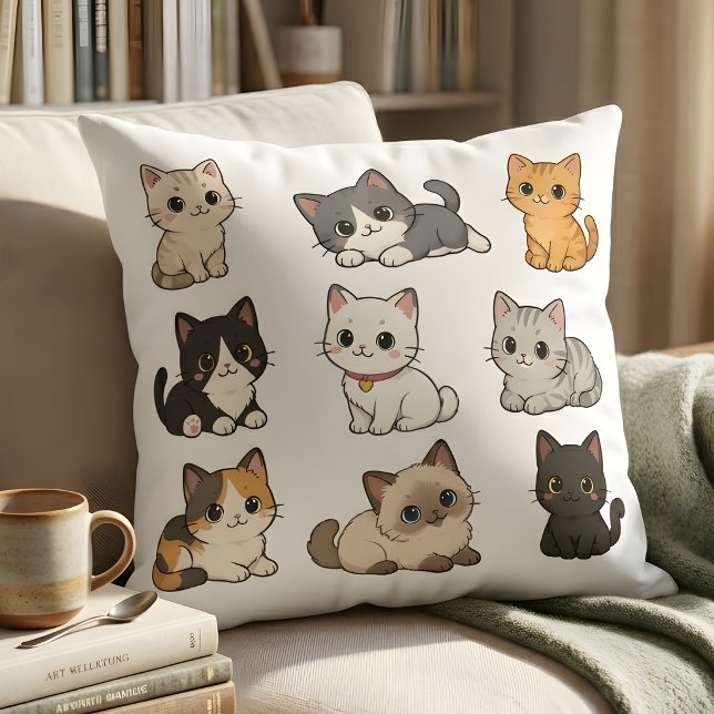 Coussin Adorable Kawaii Cat Kittens Decorative  (Créateur téléchargé)