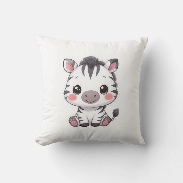 Coussin Adorable Kawaii Chibi Zebra (Recto)