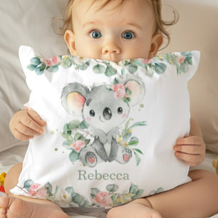 Coussin Adorable Koala rose Floral Eucalyptus Girl Nursery