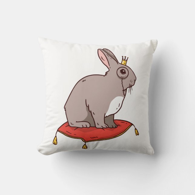 Coussin Adorable Lapin Avec Couronne (Recto)