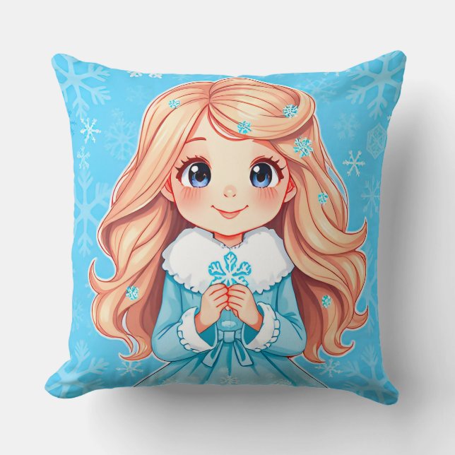 Coussin Adorable Maiden Souriant Neige (Recto)