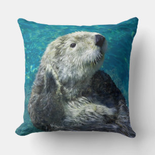 Coussin Adorable Mer Otter Cute Eau Bleue