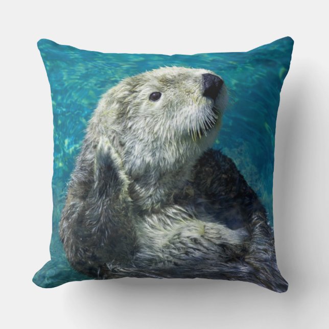Coussin Adorable Mer Otter Cute Eau Bleue (Recto)