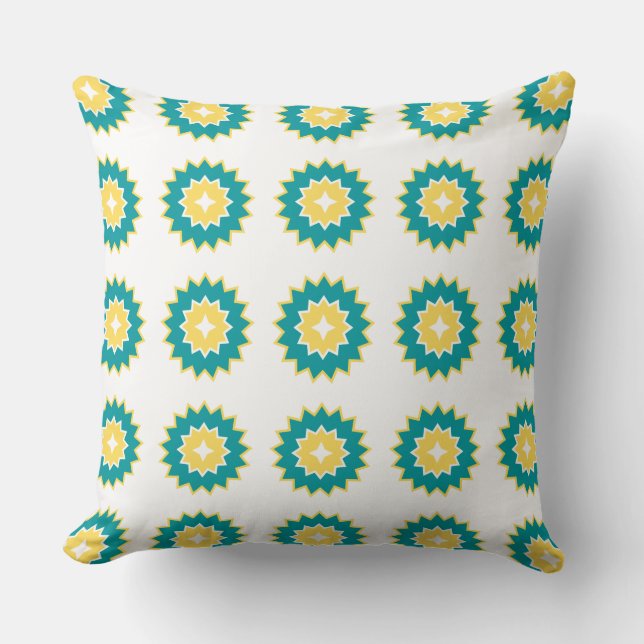 Coussin adorable mignon motif moderne bleu blanc jaune (Recto)
