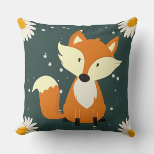 Coussin Adorable mignon renard orange flocons de neige fle