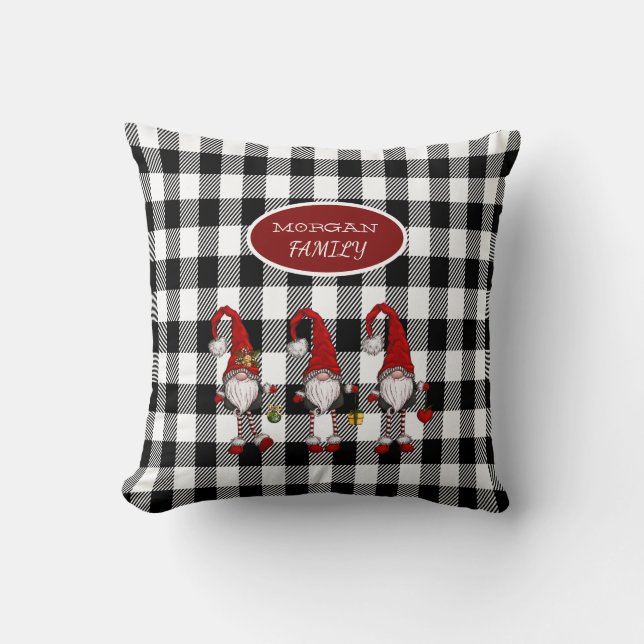 Coussin Adorable Mignonne Gnomes Buffalo Plaid (Recto)