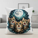 Coussin Adorable Moon Gazer Kittens - Sparkling Starlight<br><div class="desc">Bring whimsical charm and cozy comfort to any space with our "Adorable Moon Gazer Kittens" pillow! This enchanting design features three wide-eyed, tabby kittens gazing up in wonder at a luminous full moon, surrounded by a magical sprinkle of twinkling stars. Their happy, expressive faces and vibrant green eyes will melt...</div>