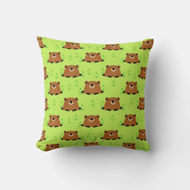 Coussin Adorable Motif de la marmotte de bois (Recto)