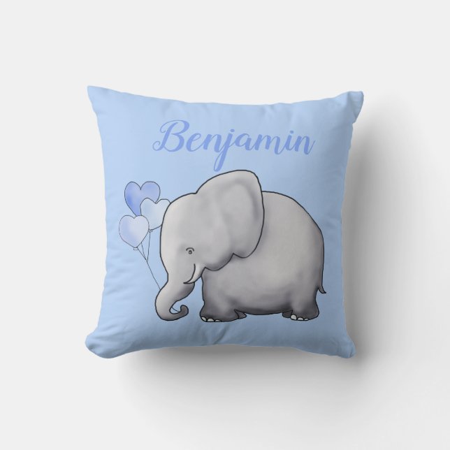 Coussin Adorable nurserie personnalisée à l'éléphant (Recto)