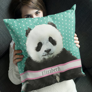 Coussin Adorable Panda Nom de l'ours Enfants Salle Animal