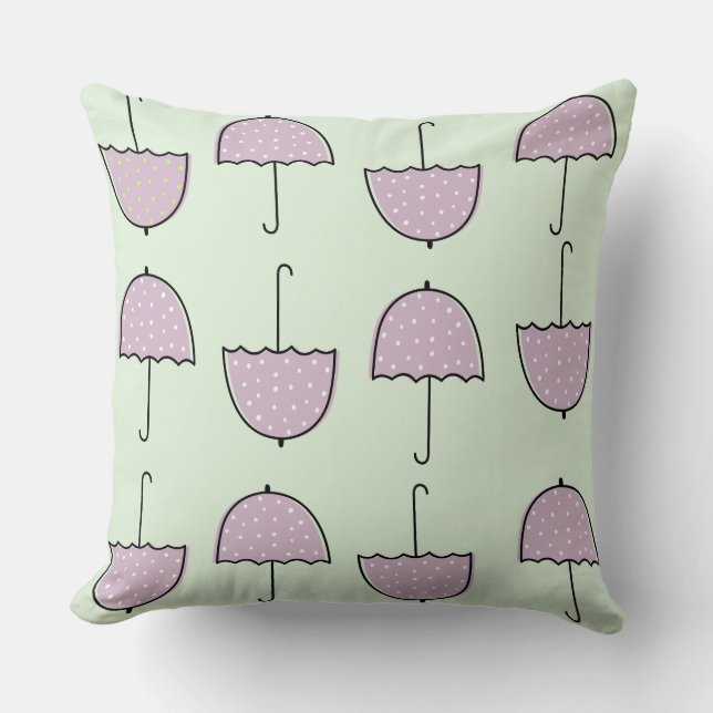 Coussin Adorable parapluie motif violet et vert enfants (Recto)