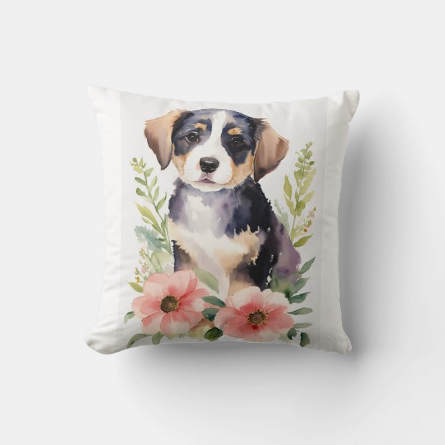 Coussin "Adorable pattes : Chiot Aimer Tee" (Recto)