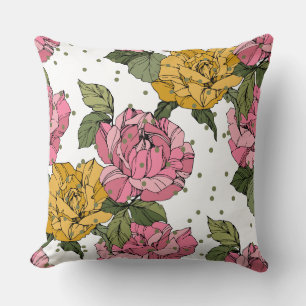 Coussin Adorable pois verts sauge sauvage printemps encre 