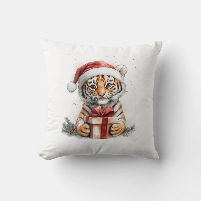 Coussin adorable série de Noël animal Baby Tiger (Recto)