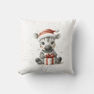 Coussin adorable série de Noël animal Baby Zebra à San