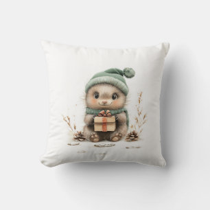Coussin adorable série de Noël animal bébé Porcupine