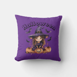 Coussin Adorable Sorcière Halloween Jeu d'oreiller