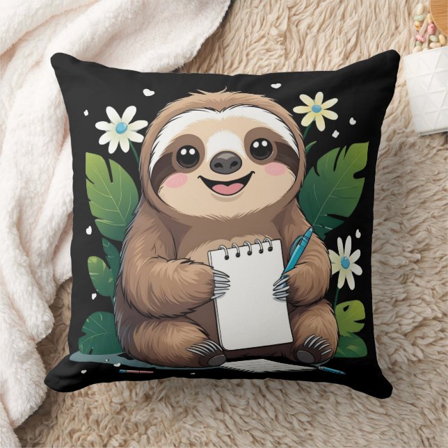 Coussin Adorable souriant Sloth-Retour à l'école avec un s (Couverture)