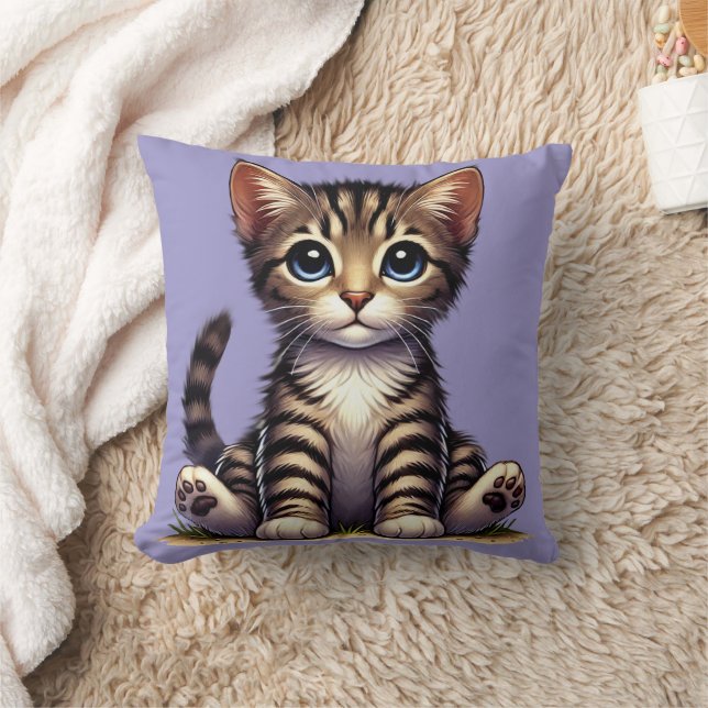 Coussin Adorable Tabby Kitten Aux Yeux Bleus (Couverture)