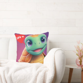 Coussin Adorable Tortue Souriante Jeu d'oreiller