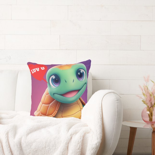 Coussin Adorable Tortue Souriante Jeu d'oreiller (Canapé)
