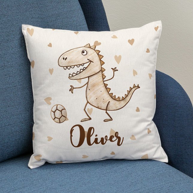 Coussin Adorable Trex Jouant au Football (Créateur téléchargé)