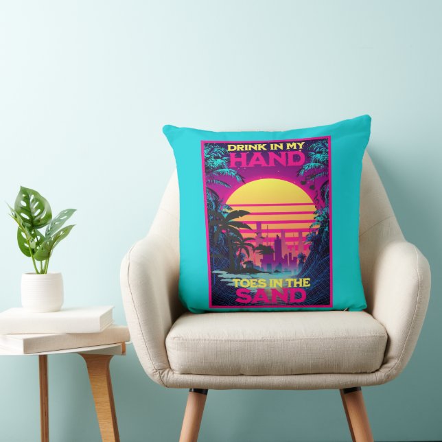 Coussin Adorables Synthwave Vaporwave Retro Tropical (Chaise)