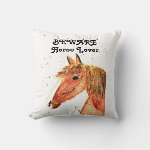 Coussin adoratrice de cheval fille d'aquarelle moderne fil