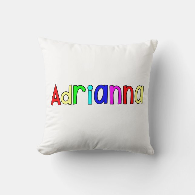 Coussin Adrianna - Texte arc-en-ciel (Recto)