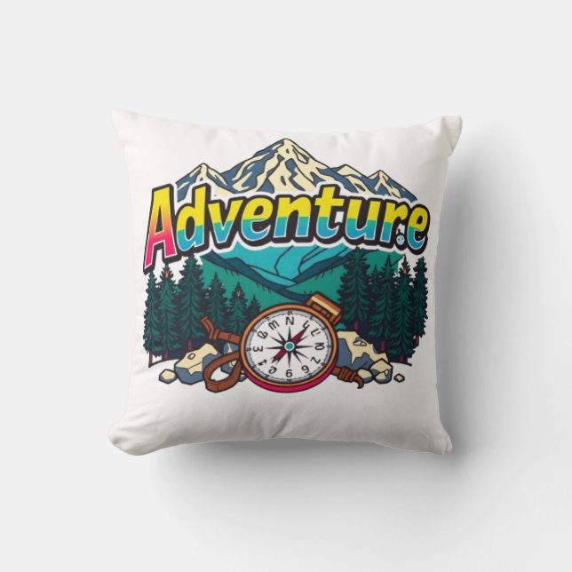 Coussin Adventure Mountain – Outdoor Hiking Nature Design  (Recto)