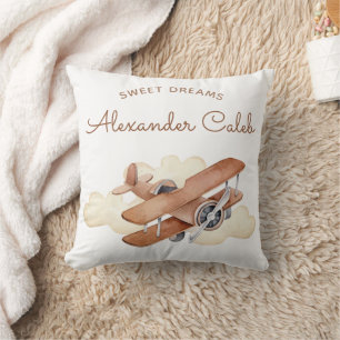 Coussin Aéronefs vintages Biplane Garçon's Birthday Napkin