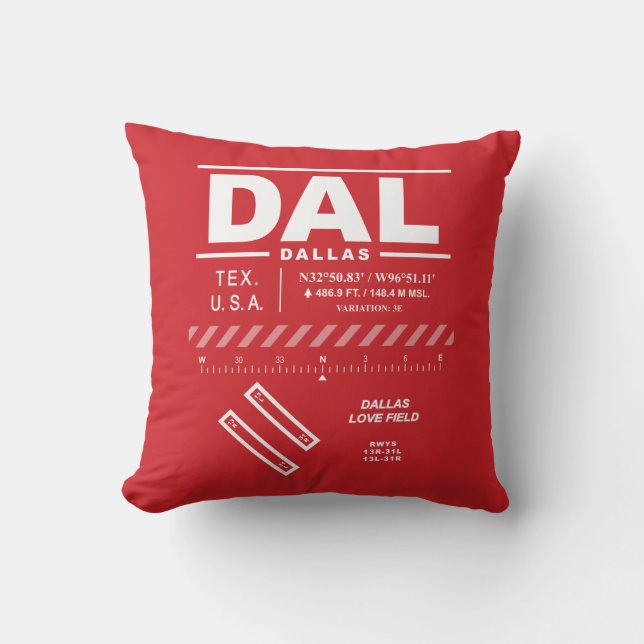 Coussin Aéroport Dallas Love Field DAL (Recto)