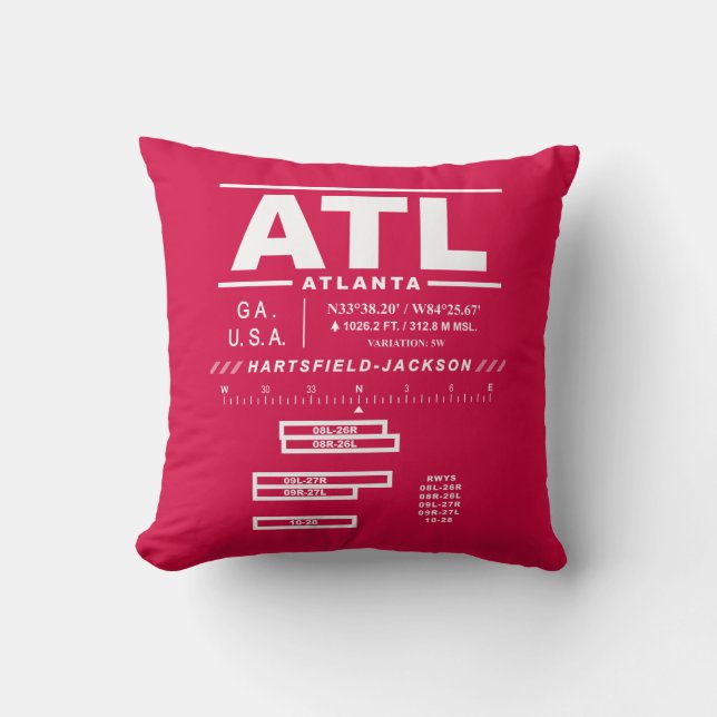 Coussin Aéroport international Hartsfield-Jackson d'Atlant (Recto)