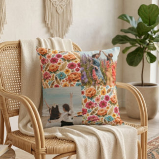 Coussin Aesthetic Botanical Floral Bestie Custom Photo