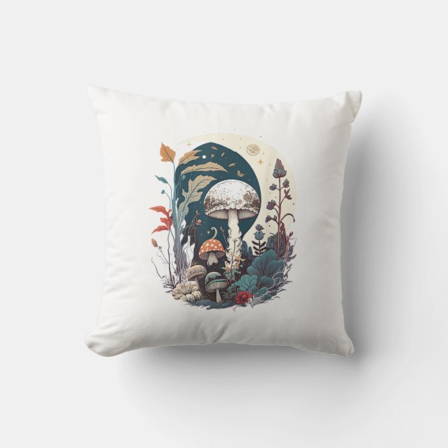 Coussin Aesthetic Goblincore And Cottagecore Mushroom Bota (Recto)