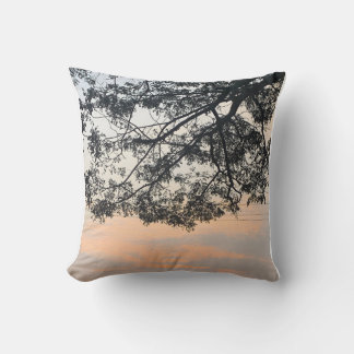 Coussin Aesthetic Tree Silhouette Against Pastel Sunset Sk
