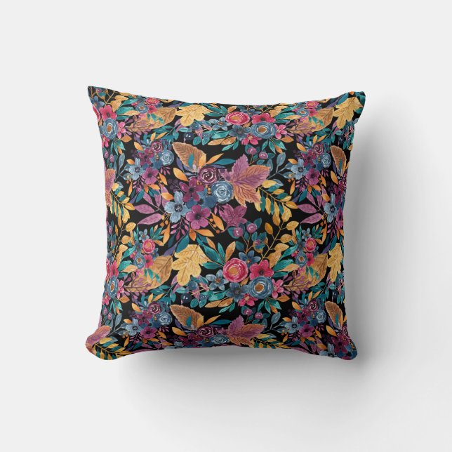 Coussin Affaire mixte Floral Leaves Berry Watercolor (Recto)