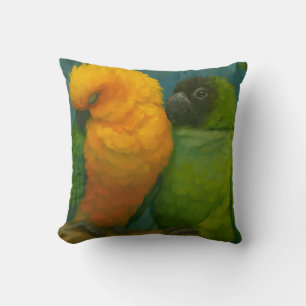 Coussin Affection tropicale - Perroquets dans la lumière f