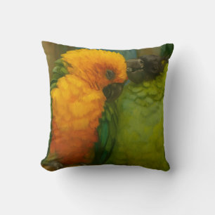 Coussin Affection tropicale - Perroquets dans la lumière f