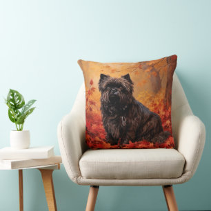 Coussin Affenpinscher en automne Feuilles automne Inspiré