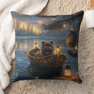 Coussin Affenpinscher Festive Christmas Voyage