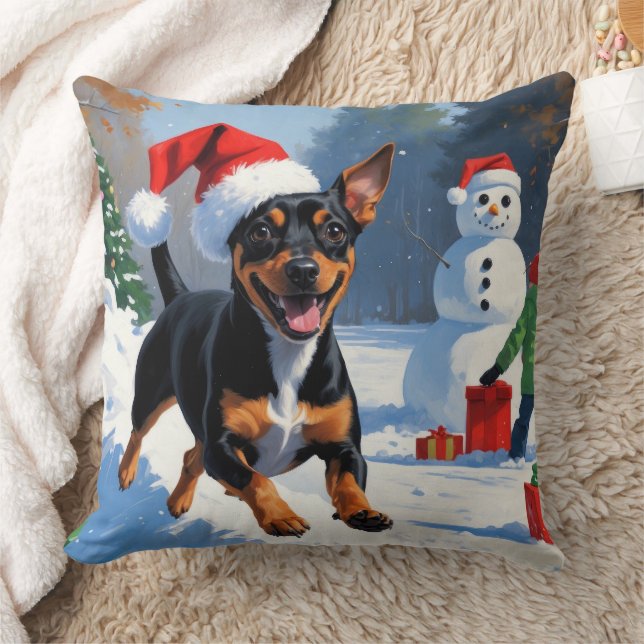 Coussin Affenpinscher Festive de Noël Scène de neige (Couverture)
