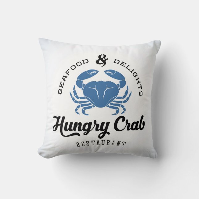 Coussin Affiche affamée de restaurant de crabe (Recto)