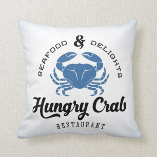 Coussin Affiche affamée de restaurant de crabe