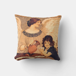 Coussin Affiche Antique d'Ange au Chocolat Français : Art