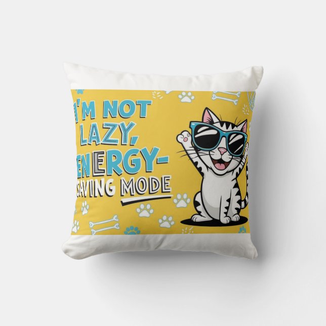 Coussin Affiche de chat drôle, chat de dessin animé portan (Recto)