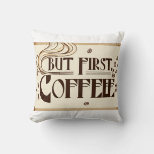Coussin Affiche de citation pour amateur de café avec tour
